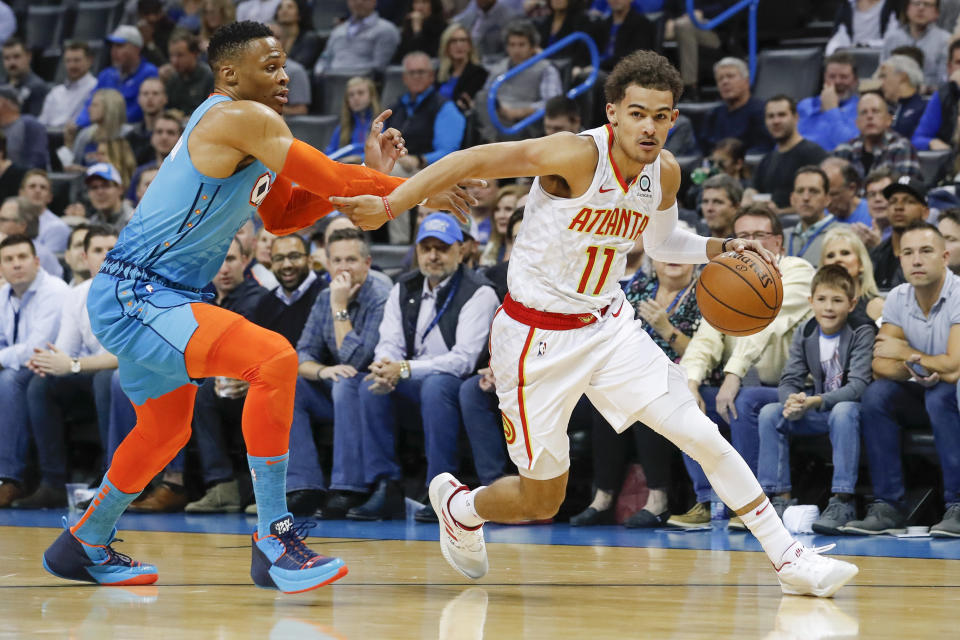 Hawks rookie guard Trae Young has invited comparisons to Steph Curry. (AP Photo/Alonzo Adams)