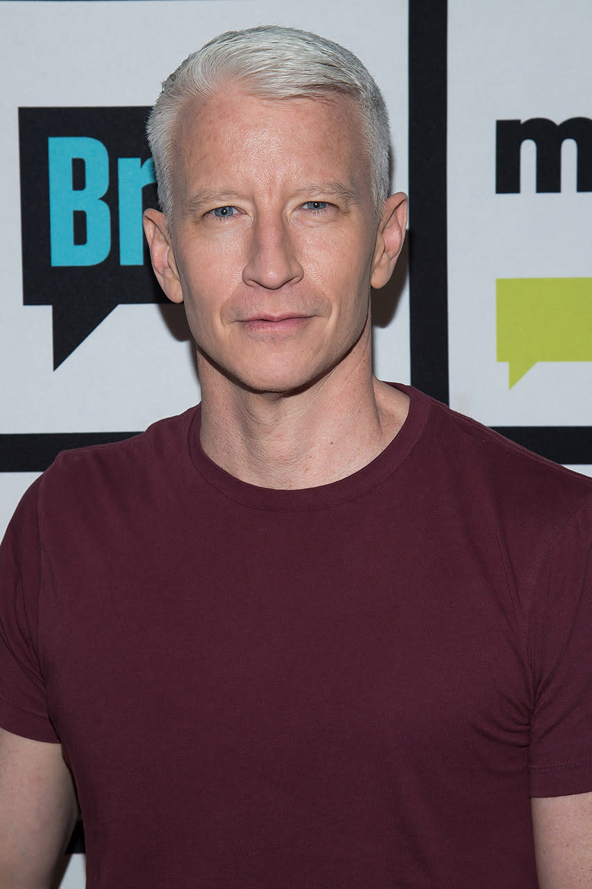 <p>While Idris is slowly going gray, there’s 50-year-old Anderson Cooper, who has been silver for as long as we remember. The newsman said he started going gray in his thirties and the next thing he knew, he was all silver. For the record, he misses his original color. “I don’t really like my gray hair,” he said on <em>Live With Kelly</em> in 2016. “I wish I still had brown hair. It’s not my thing… If I could, I would probably color my hair, but I couldn’t imagine sitting in a salon with tin foil in my hair reading old issues of <em>Rosie</em> for hours. At this point it’s too late — the cow has left the barn.” (Photo: Getty Images) </p>
