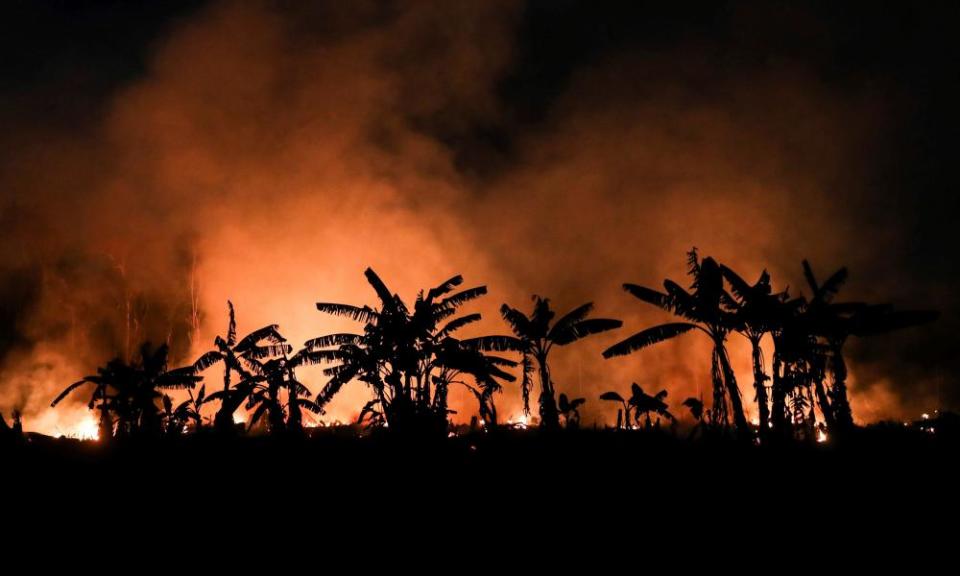 A forest fire in the town of Porto Velho, state of Rondônia, Brazil, on 9 September.