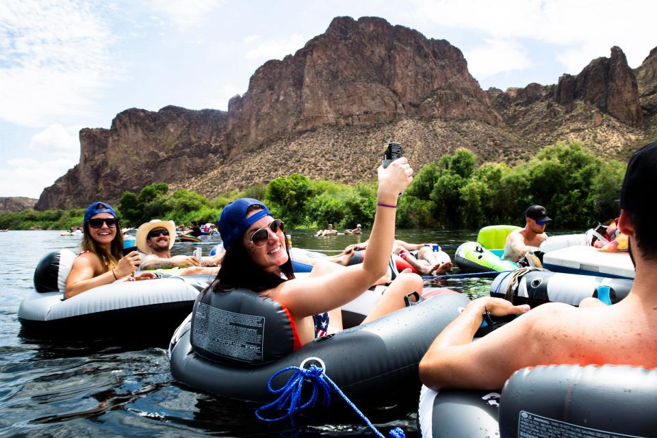 Arizonians celebrate Fourth of July by Salt River Tubing in Tonto National Forest, July 4, 2021. Benjamin Chambers/The Republic