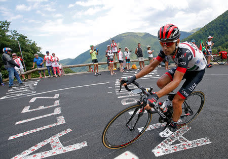 FILE PHOTO: Cycling - Tour de France - The 218-km Stage 16 from Carcassonne to Bagneres-de-Luchon - July 24, 2018 - UAE Team Emirates rider Kristijan Durasek of Croatia in action. REUTERS/Stephane Mahe