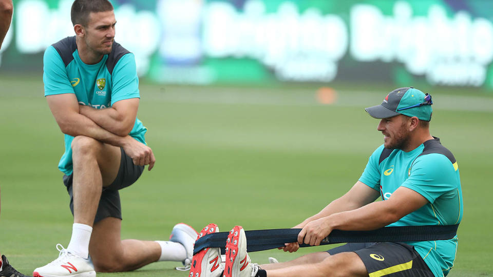 Mitch Marsh and Aaron Finch are in the gun. (Photo by Ryan Pierse/Getty Images)