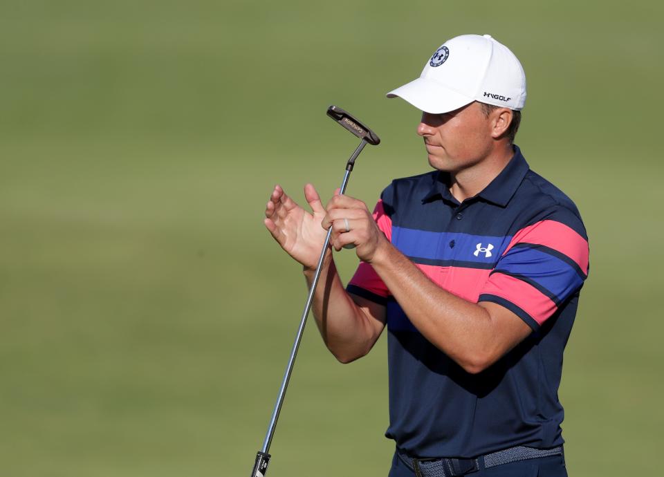 Jordan Spieth holds his putter between his hands (PA Wire)