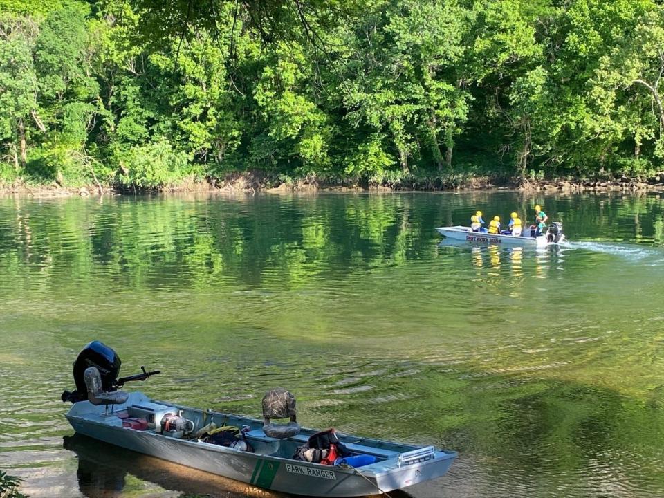 Marion County Search and Rescue launches a boat in the multiple-day effort to locate a missing canoer.