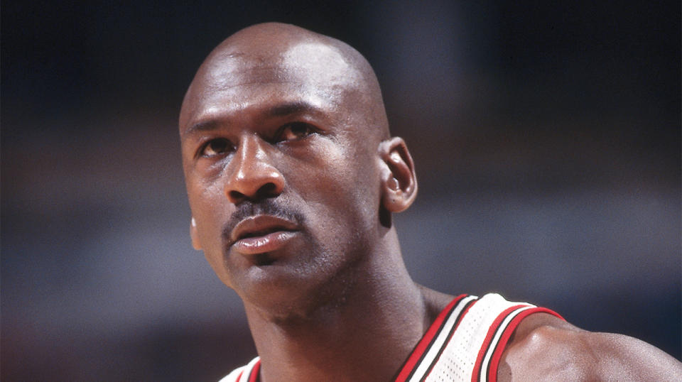 Michael Jordan (pictured) watches on for the Chicago Bulls.