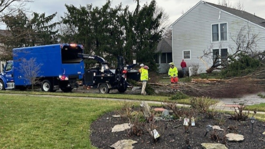 Crews clean up storm damage in Hilliard, Ohio on February 28, 2024 (Courtesy Photo/Hilliard Division of Police)