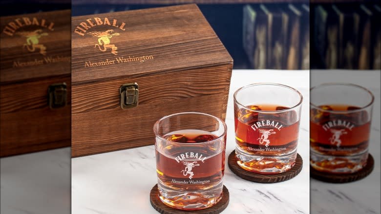 Fireball custom gift box with glasses