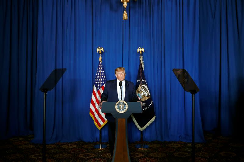 U.S. President Donald Trump delivers remarks following the U.S. Military airstrike against Iranian General Qassem Soleimani in Baghdad, Iraq, in West Palm Beach, Florida