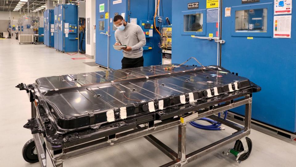 lithium is a key ingredient in general motors ultium battery packs, like this one being tested by gm validation engineer andre brown at the gm global battery systems lab monday, june 28, 2021 on the campus of the gm tech center in warren, michigan photo by steve fecht for general motors