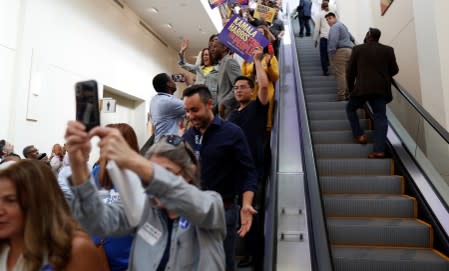 Democratic presidential candidate Kamala Harris enters the SC Democratic Convention in Columbia