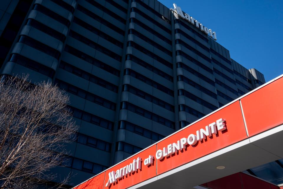 Mar 29, 2024; Teaneck, N.J., United States; The exterior of the Glenpointe Marriott is shown on Friday afternoon.