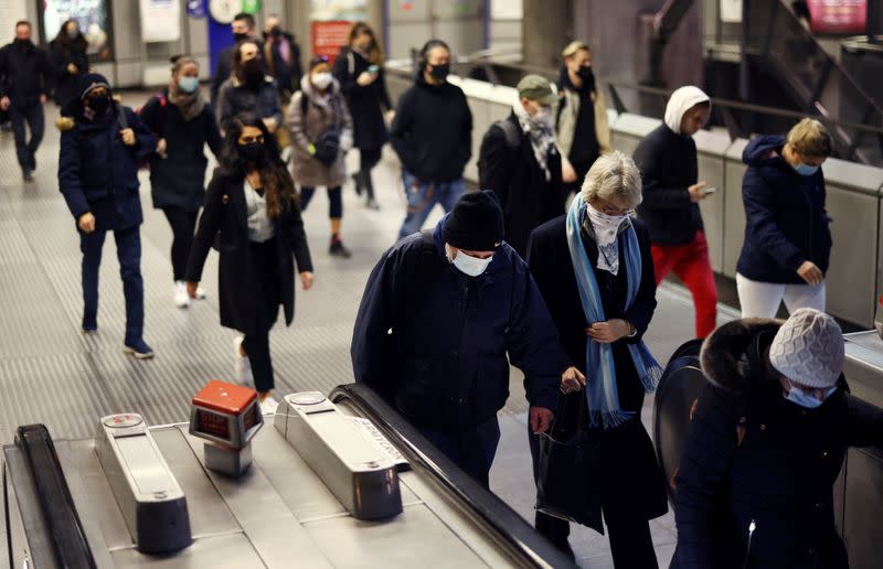 Morning rush hour, amid the coronavirus disease (COVID-19) outbreak in London