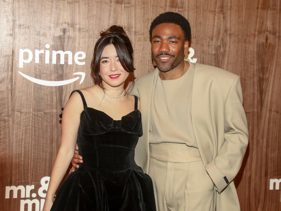Actors Maya Erskine, left, and Donald Glover attend the Amazon Prime Video television series premiere of "Mr. & Mrs. Smith" at Weylin in New York.