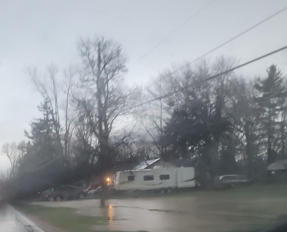 Flooding at home on Havens Corners Road east of North Waggoner Road in Jefferson Township, eastern Franklin County.