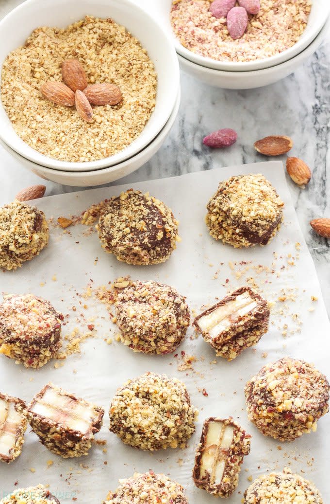 Chocolate-Almond Frozen Banana Bites