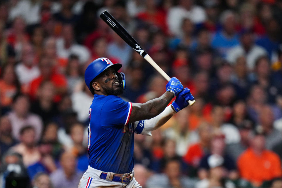 德州遊騎兵Adolis García。（MLB Photo by Daniel Shirey/MLB Photos via Getty Images）