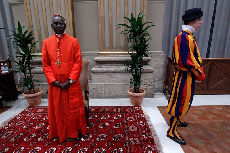 FILE PHOTO: New cardinal Robert Sarah of Guinea receives guests in the Apostolic Palace at the Vatican