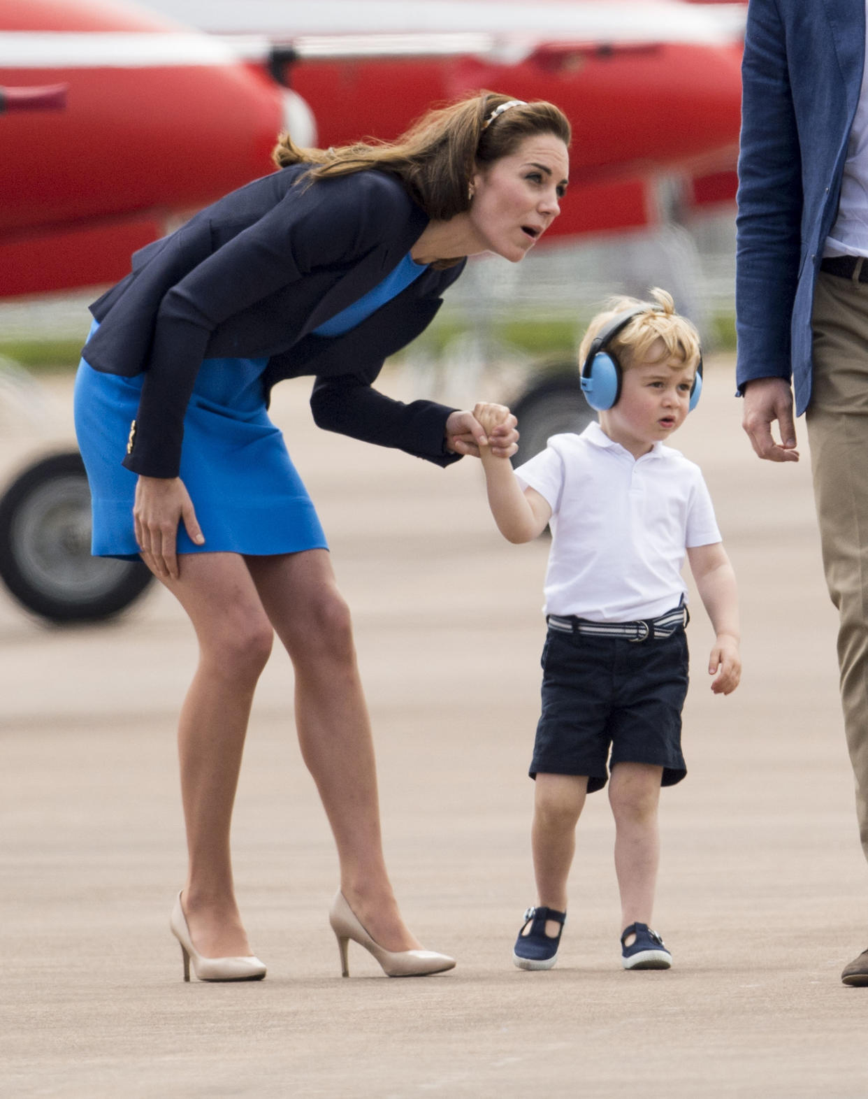 Prince George and Duchess Kate hold hands at RAF air show