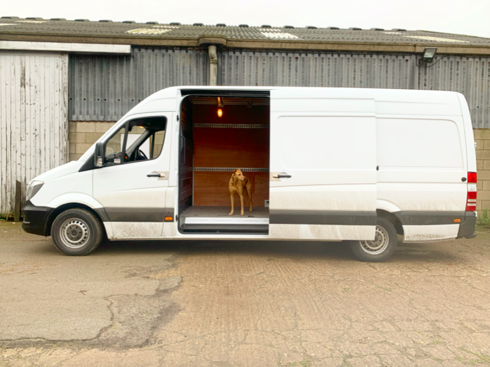 How the campervan looked before it was converted into a portable hotel. (Caters)