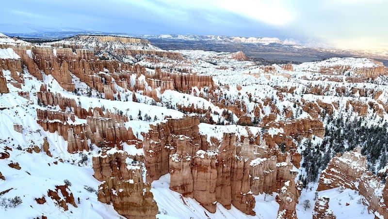 Snow covers hoodoos at Bryce Canyon National Park on March 16. The husband of a Florida state senator died Wednesday after a hiking accident at Bryce Canyon National Park.