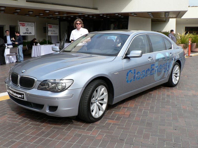 The 2005-2007 BMW Hydrogen 7 parked outside a Ted conference.