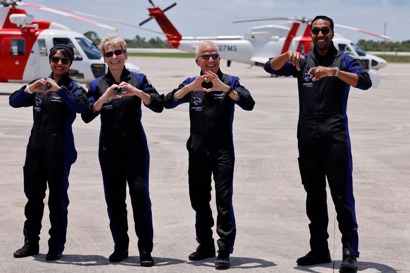 FILE PHOTO: Crew members arrive before their planned Axiom Mission 2 at Kennedy Space Center