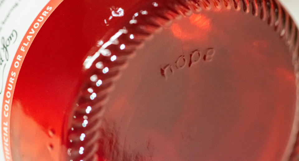 The bottom of a Bickfords bottle with "hope" stamped into it.