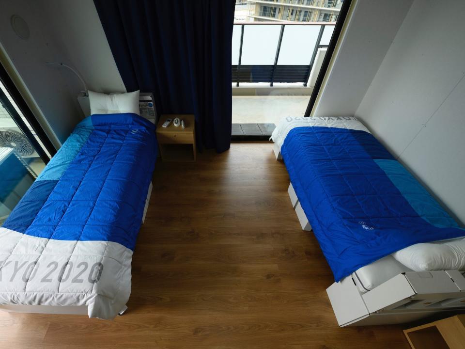 Two beds in a Tokyo Olympic Village apartment