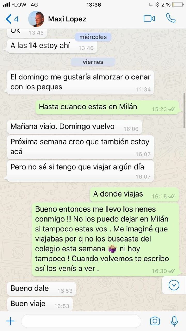 Wanda filtró en Instagram un chat privado con su ex, Maxi López. Foto: instagram stories de Wanda Nara