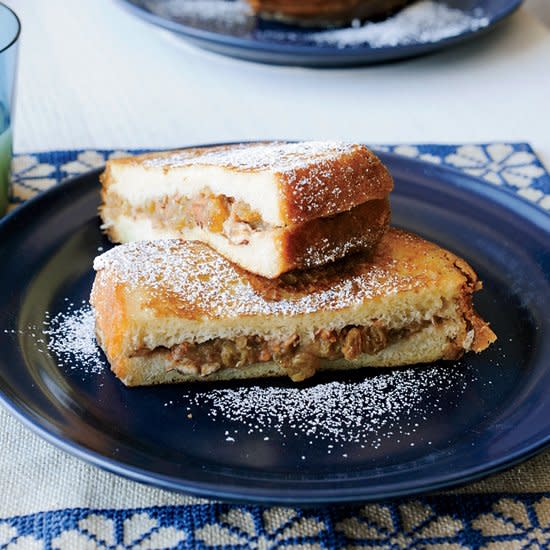 Brioche French Toast Stuffed with Apple, Raisins and Pecans