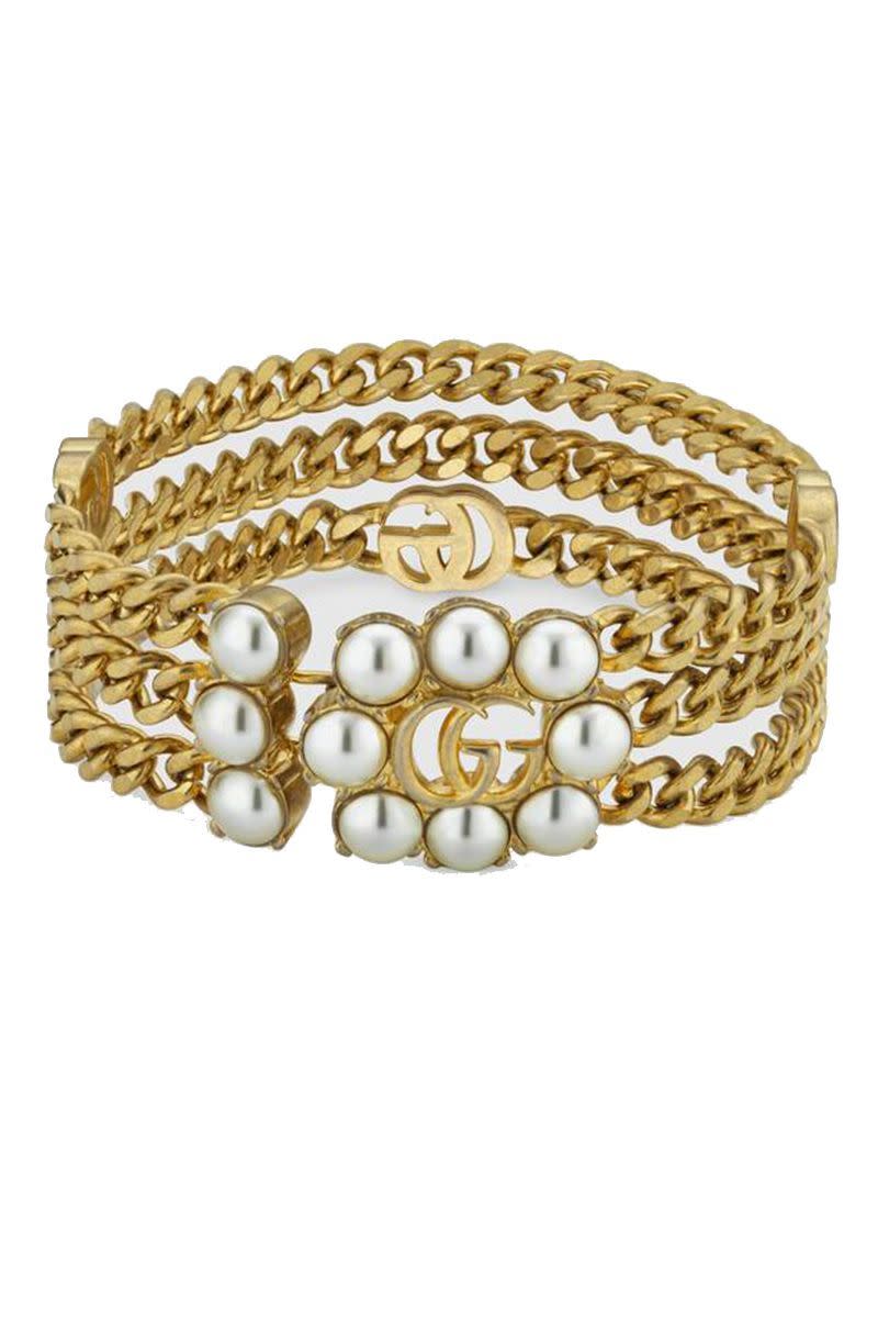 Pearl Double G Layered Bracelet
