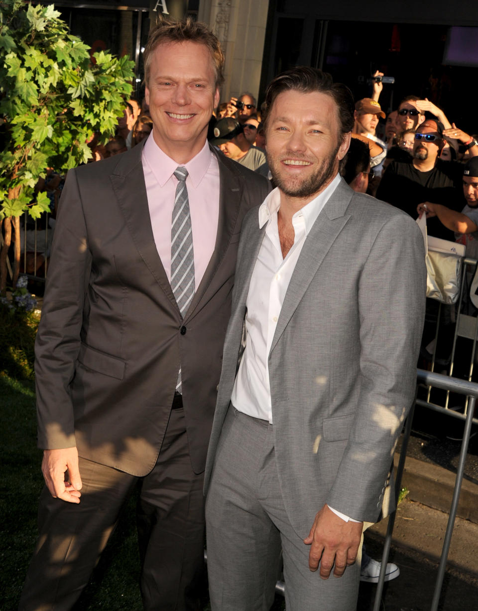 Peter Hodges, and Joel Edgerton at the Los Angeles premiere of "The Odd Life of Timothy Green" on August 6, 2012.