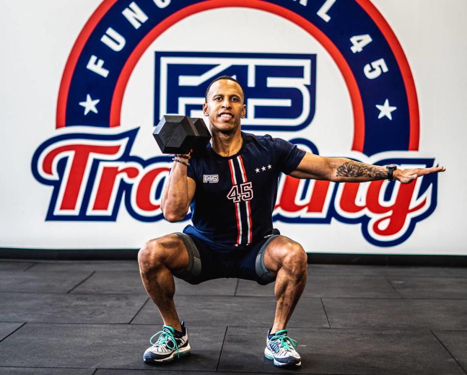 F45 trainer Ezra Leak recommends a space with natural lighting for a home workout space.