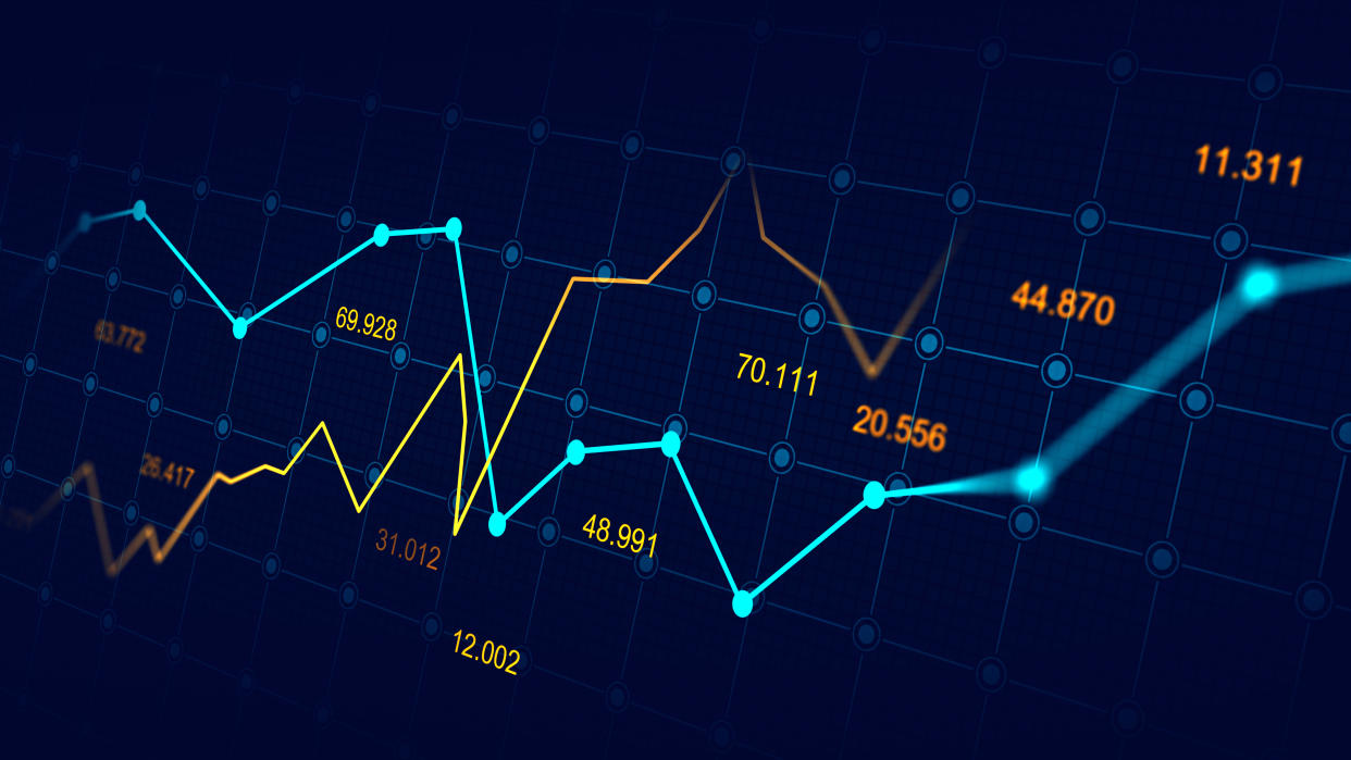 Stock market or forex trading graph in graphic concept suitable for financial investment or Economic trends business idea and all art work design. Abstract finance background