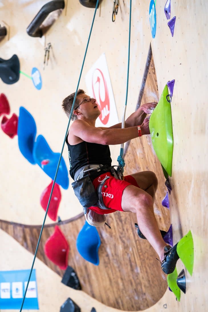 <span class="article__caption">Korbinian Franck of Germany competes in the men’s Paraclimbing RP1 final at The Front Climbing Club during the 2022 IFSC Paraclimbing World Cup in Salt Lake City.</span> (Photo: Daniel Gajda/IFSC)