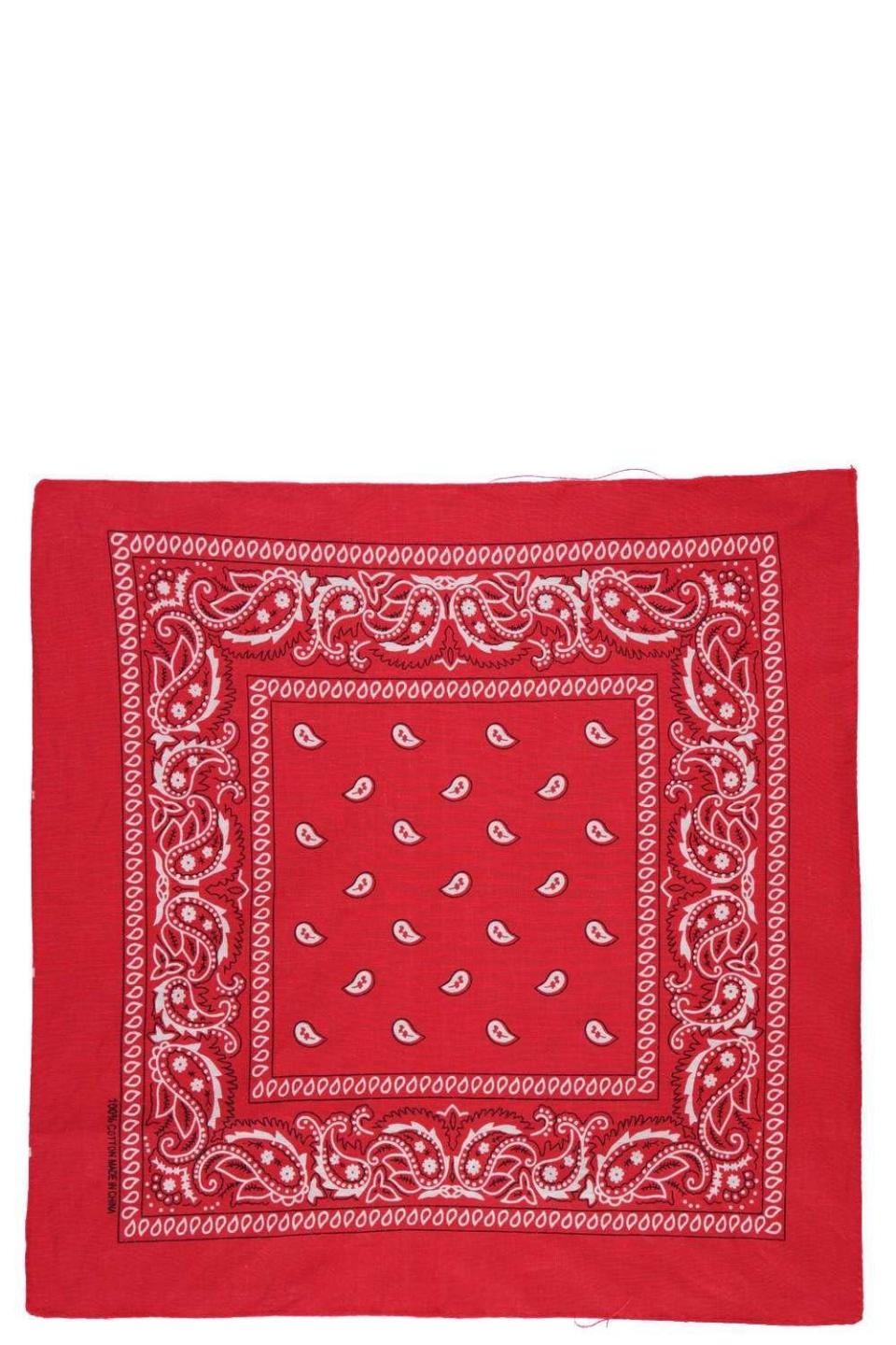 <p>This classic bandana print will look great around necks, wrists or even around a ponytail. Choose it in either red or blue, we love both.</p><p><a href="http://tidd.ly/6146545" rel="nofollow noopener" target="_blank" data-ylk="slk:Buy It Here;elm:context_link;itc:0;sec:content-canvas" class="link ">Buy It Here</a></p>