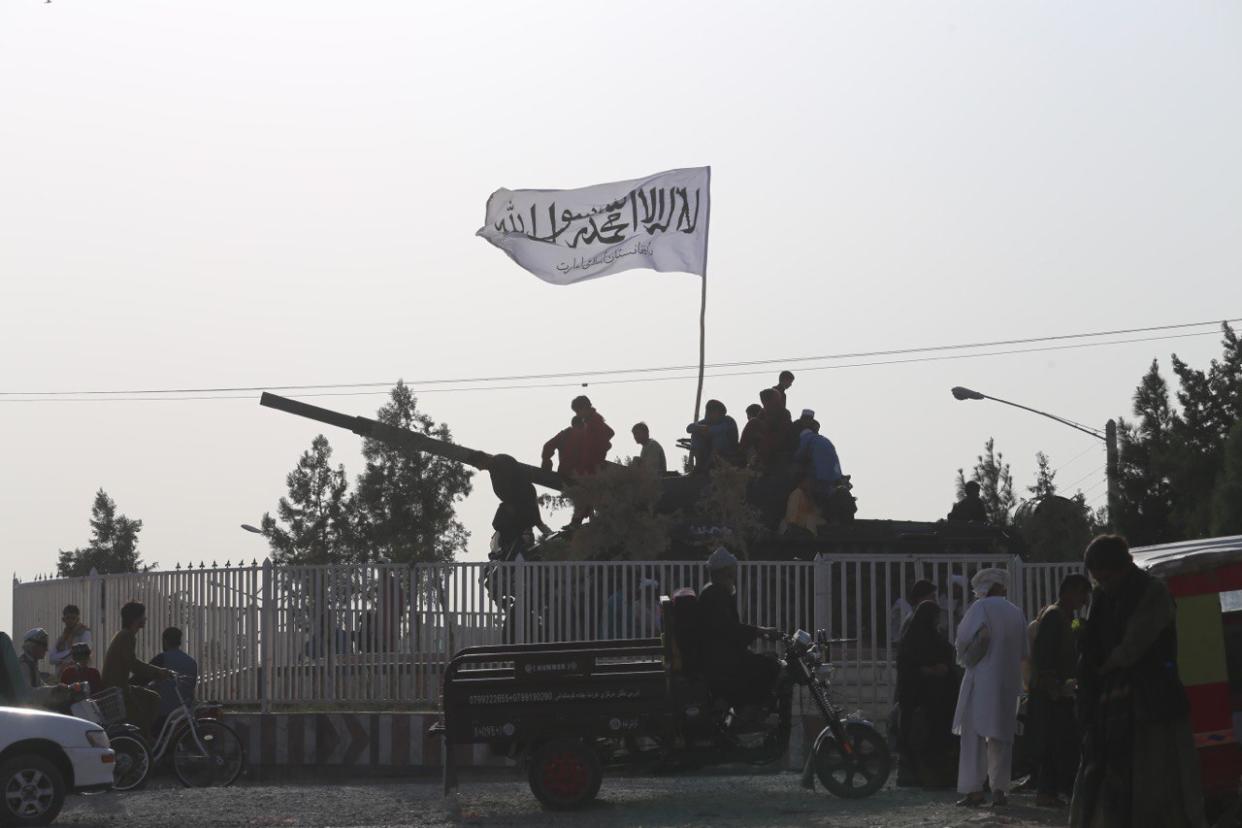 Taliban patrol after taking control of Herat, Afghanistan, on Aug. 18, 2021.