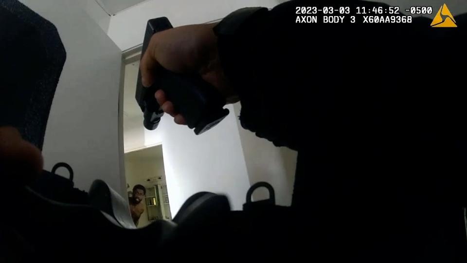 Najee Seabrooks is seen in this police body cam footage released by the NJ Attorney General's Office. Seabrooks was in a standoff with Paterson police which ended with Seabrooks being fatally shot by officers.