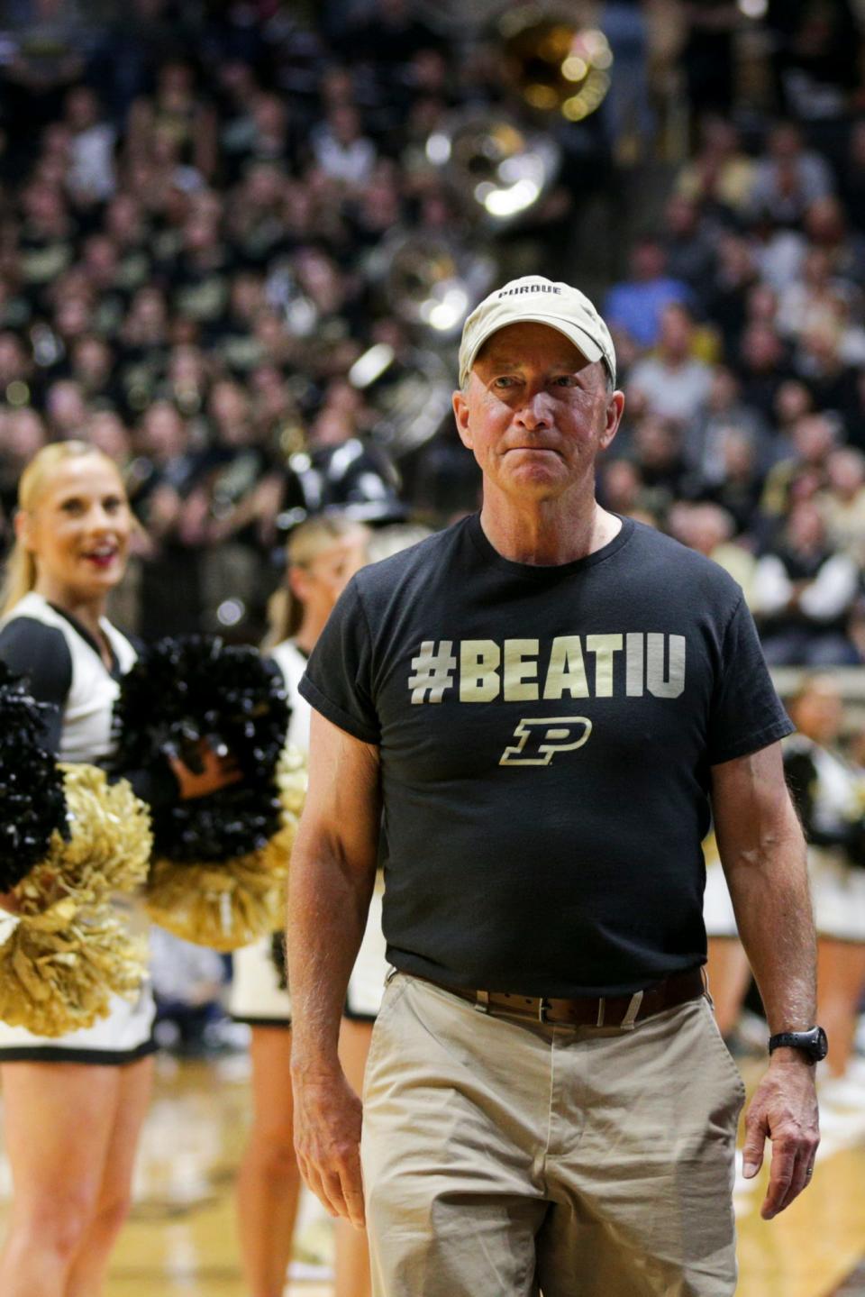 Purdue University President Mitch Daniels during the first half of an NCAA men's basketball game, Saturday, March 5, 2022 at Mackey Arena in West Lafayette.