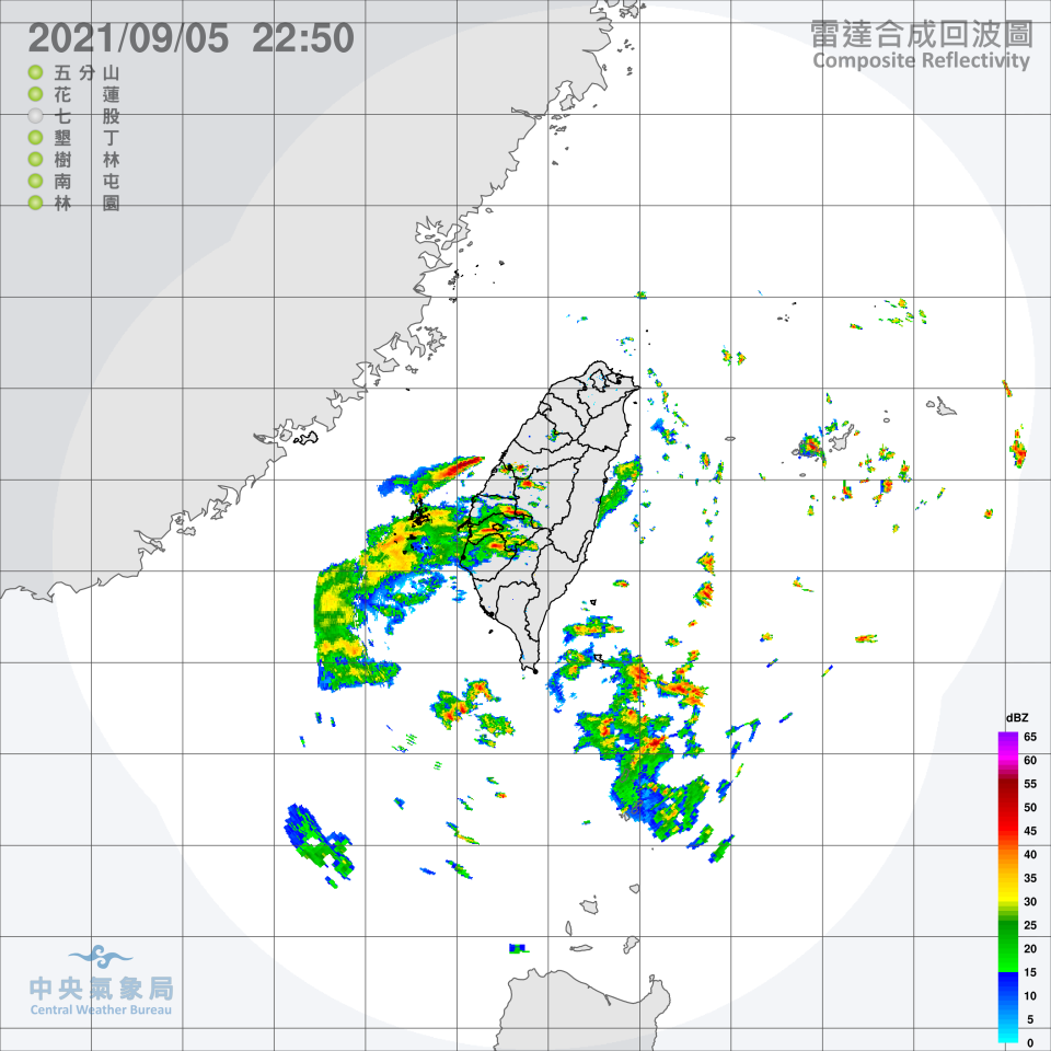 雷達合成回波圖。（圖／翻攝自中央氣象局）