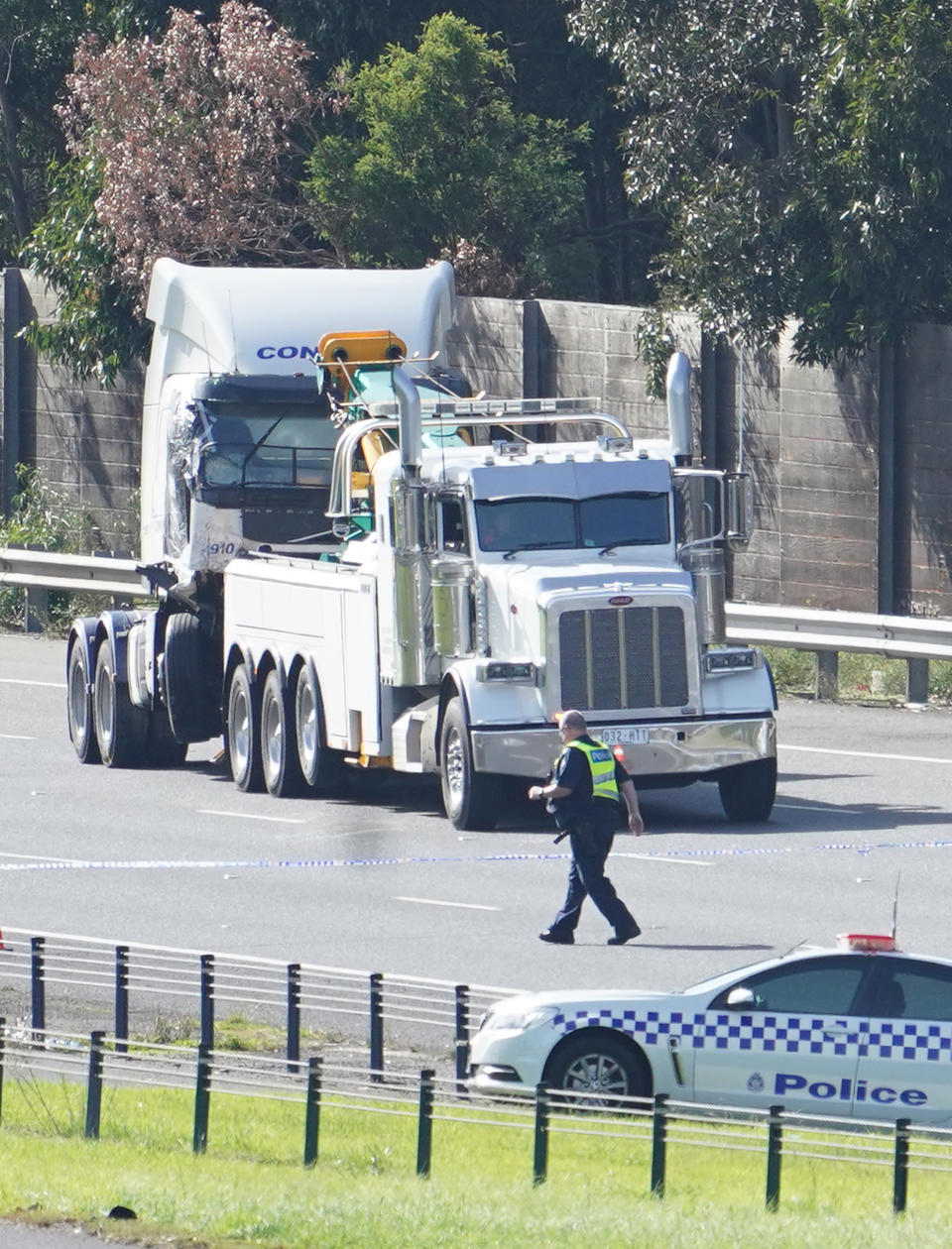 Emergency services at the scene of the wreck on April 23. Source: AAP