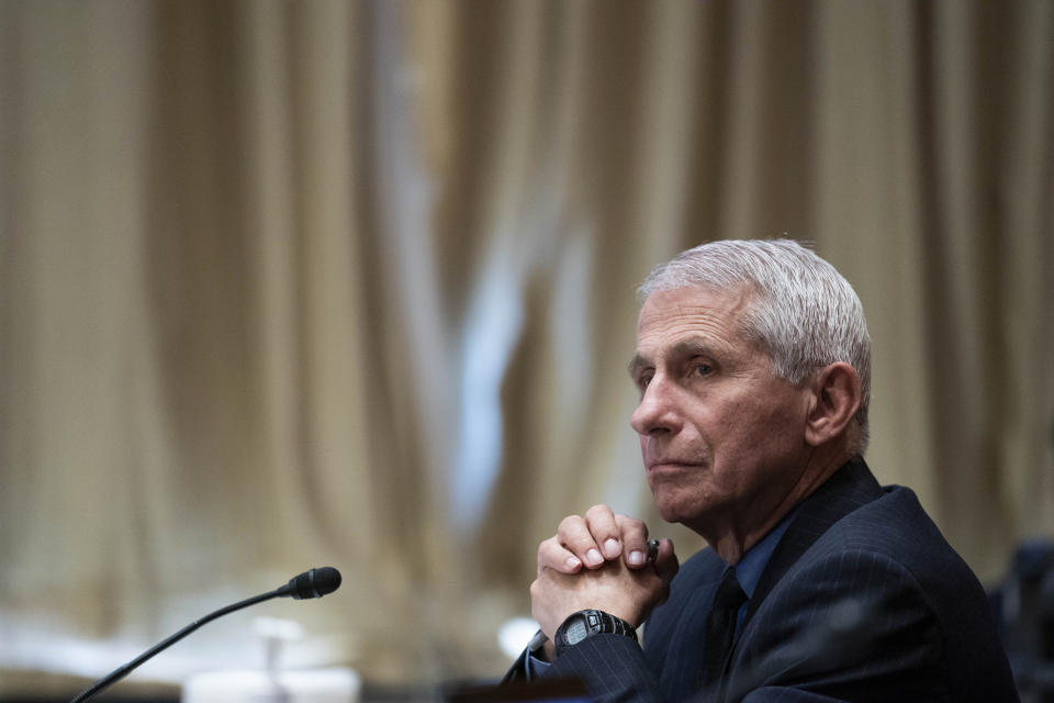 Dr. Anthony Fauci, director of the National Institute of Allergy and Infectious Diseases, listens during a Senate Appropriations subcommittee hearing on Wednesday. (Photo: Pool via Getty Images)