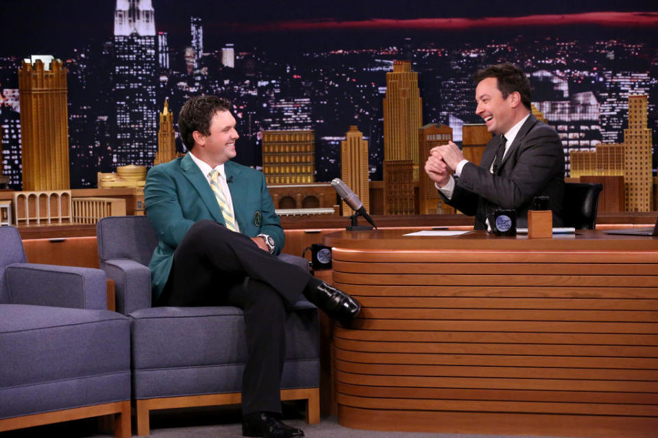 Patrick Reed on TV with Jimmy Fallon.