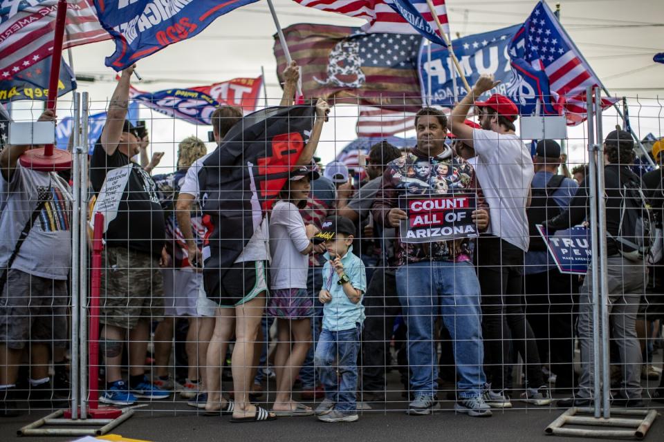 Pro-Trump supporters rally in Phoenix.