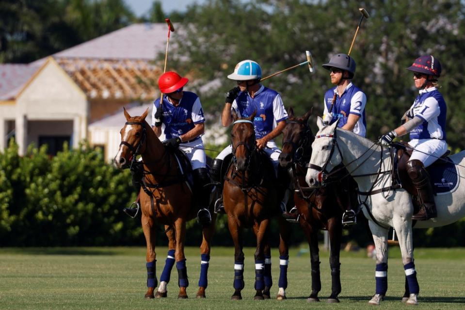 Prince Harry participates in the Royal Salute Polo Challenge to benefit Sentebale. REUTERS