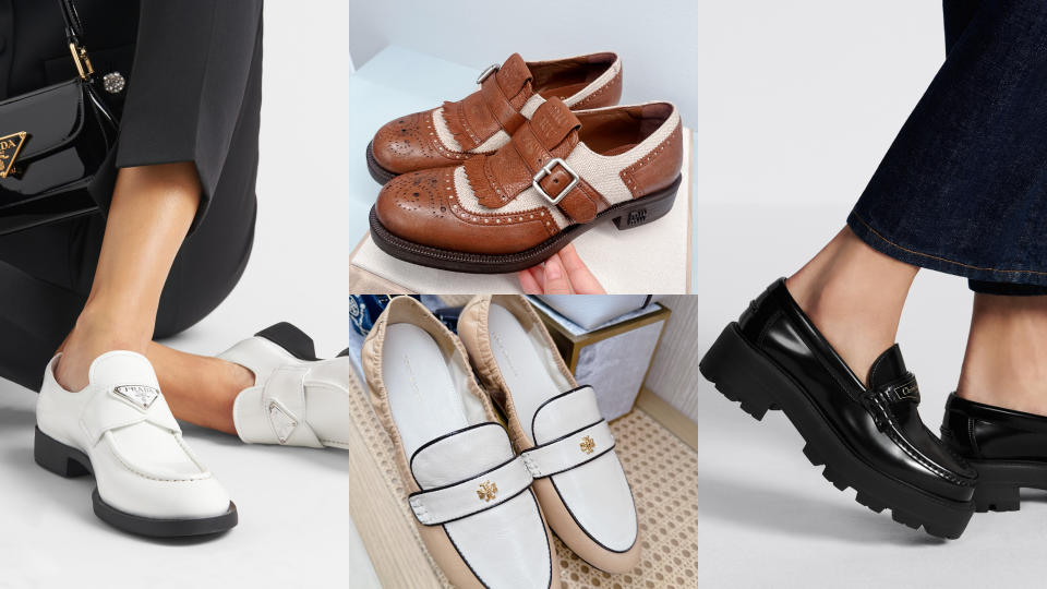 2024精品樂福鞋推薦！4穿搭技巧公開：職場、日常、休閒都百搭 拉長雙腿就靠厚底款！圖片來源：(左)Prada、(中)編輯拍攝、(右)Dior
