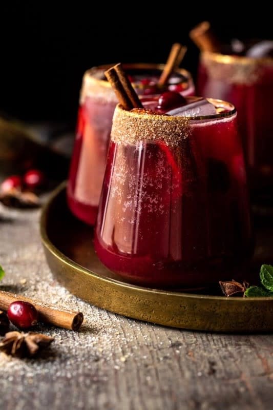 <p>Half Baked Harvest</p><p>This cocktail is a surefire way to get into the Thanksgiving spirit. </p><p><strong>Get the recipe: <a href="https://www.halfbakedharvest.com/spiced-cranberry-punch/" rel="nofollow noopener" target="_blank" data-ylk="slk:Spiced Cranberry Punch;elm:context_link;itc:0;sec:content-canvas" class="link rapid-noclick-resp">Spiced Cranberry Punch</a></strong></p>