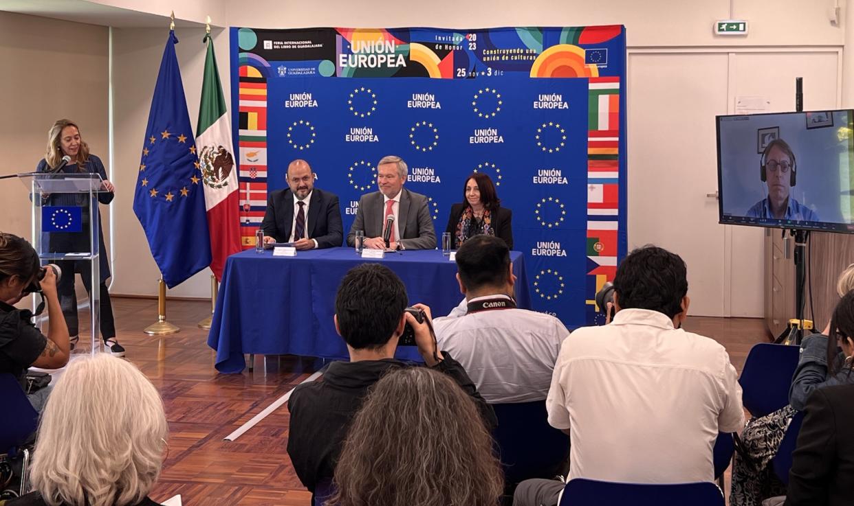 La Unión Europea es el país invitado de honor a la FIL Guadalajara 2023 y presentó parte de su programa de actividades. Foto: Embajada UE en México