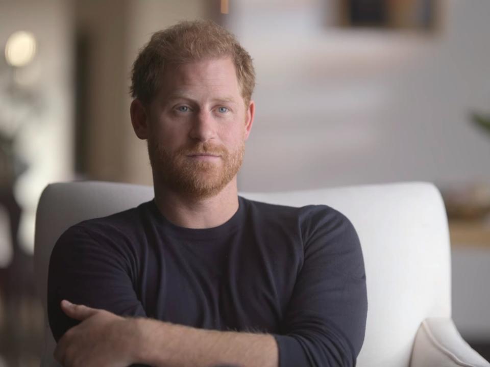 Prince Harry in "Harry & Meghan" on Netflix.