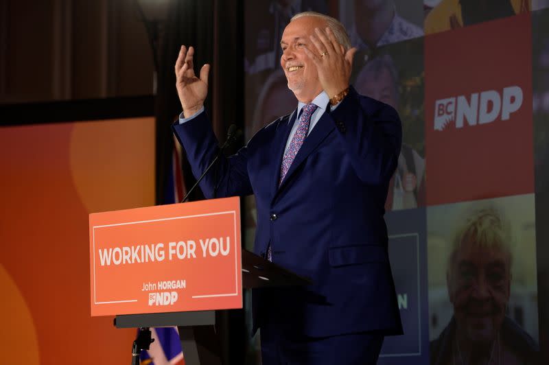 B.C. NDP leader John Horgan speaks in Vancouver after winning a majority in the provincial election